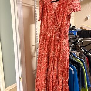 Knox Rose Floral Red Maxi Dress Size L